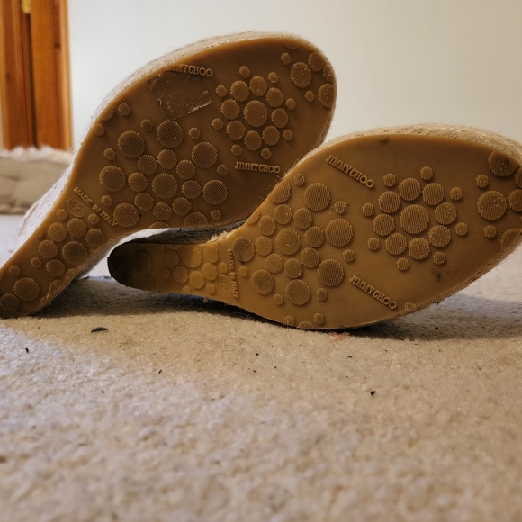 Size 10 Tan Jimmy Choo Phyllis style wedge sandal - Picture 5 of 6